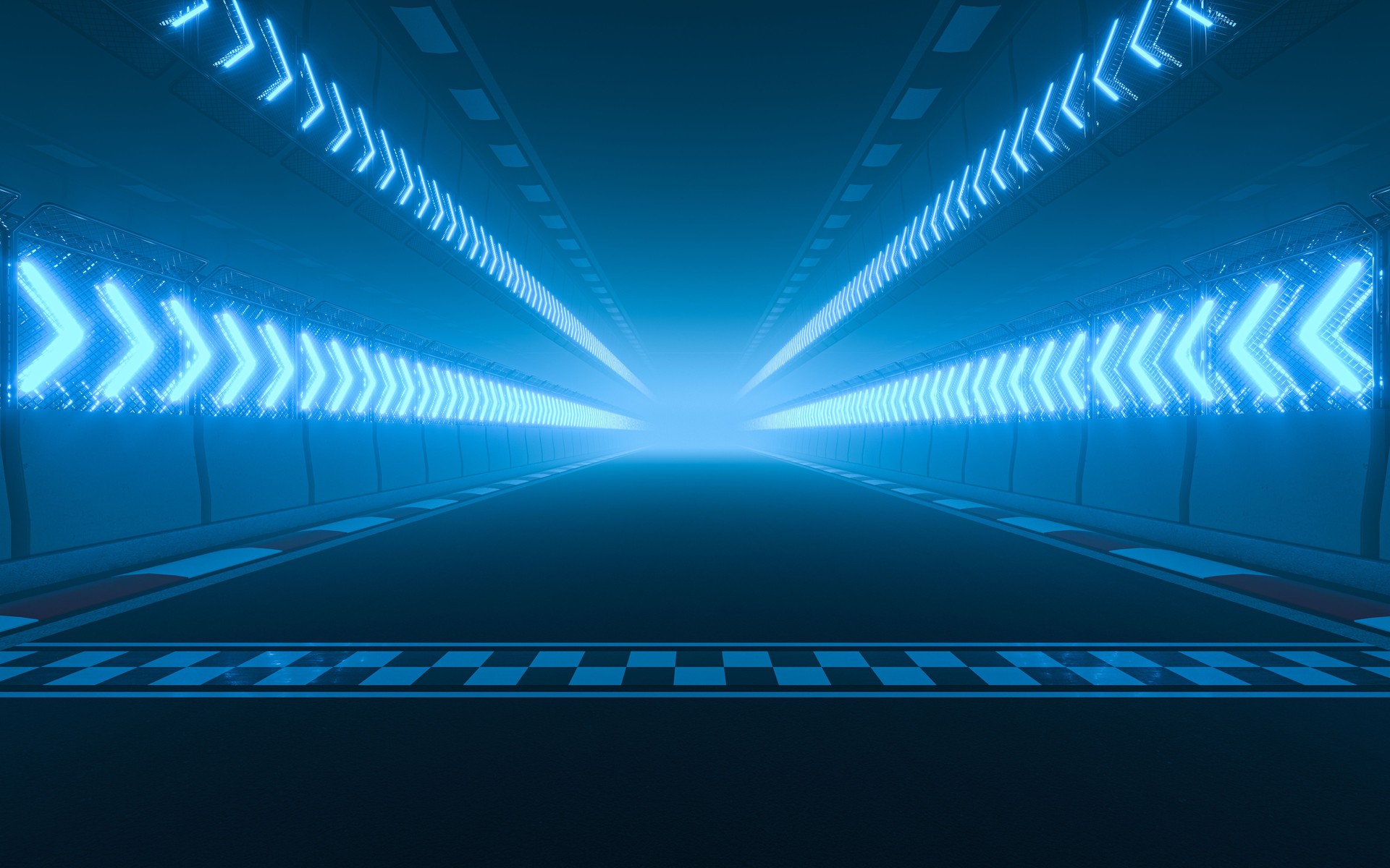 View of the infinity empty asphalt international race track, 3d rendering.