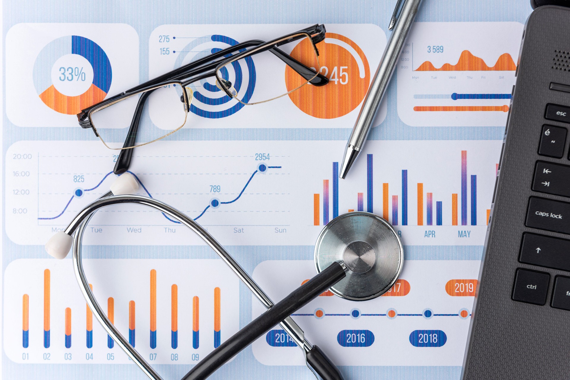 Health test charts evaluation. Healthcare And Medicine Concepts